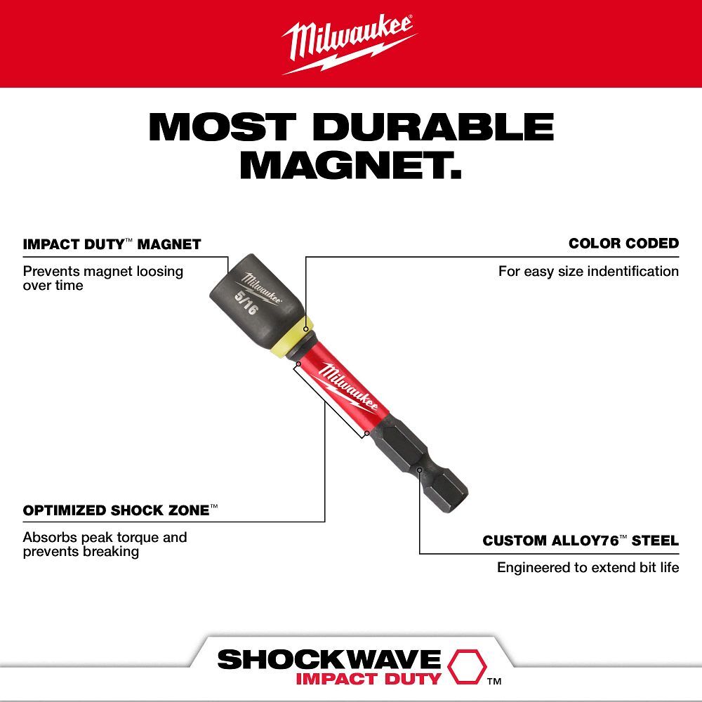 Milwaukee Impact Duty Magnetic Nut Driver, 7/16-In x 2 9/16-In
