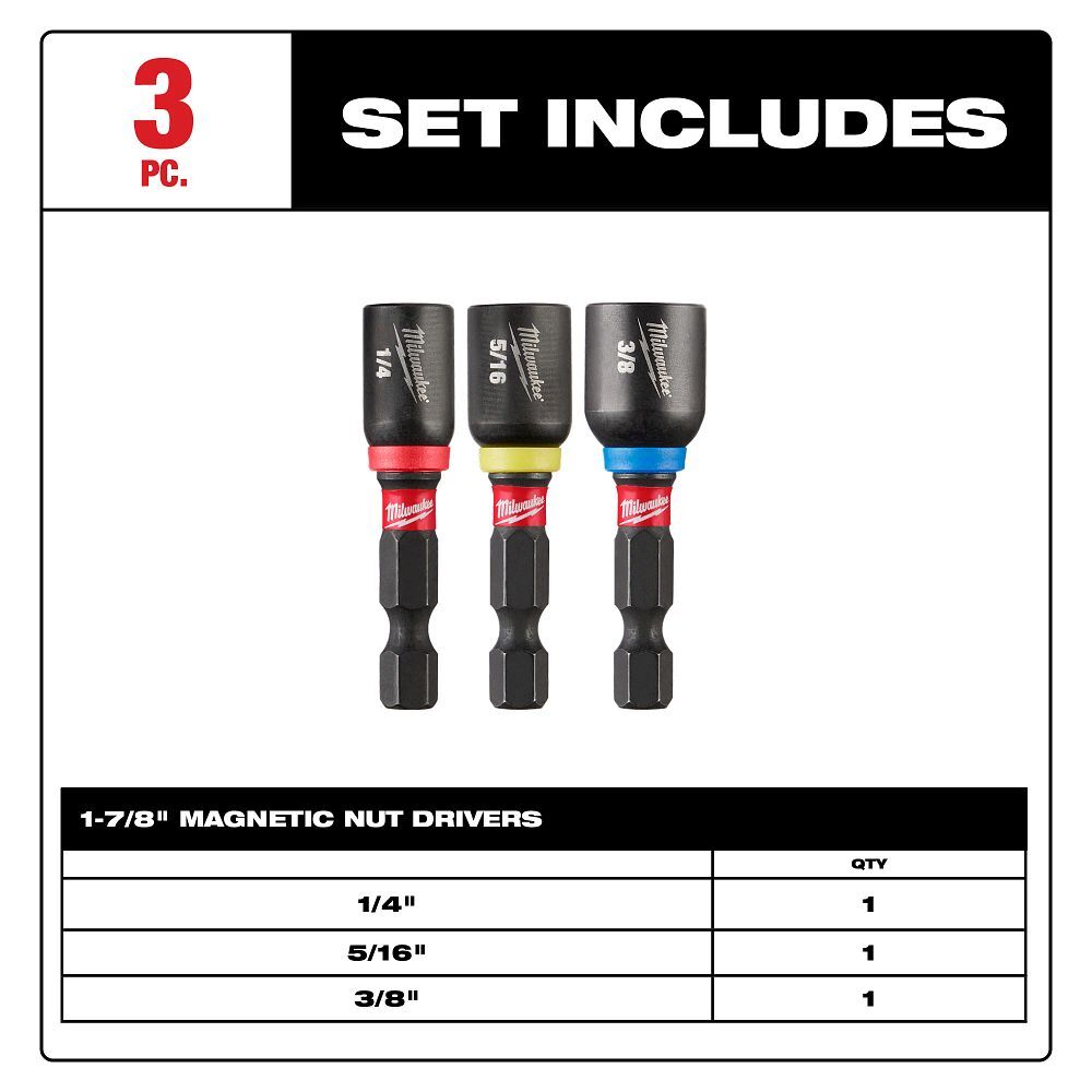 Milwaukee Impact Duty Magnetic Nut Driver Set, 1 7/8-In, 3-Pc