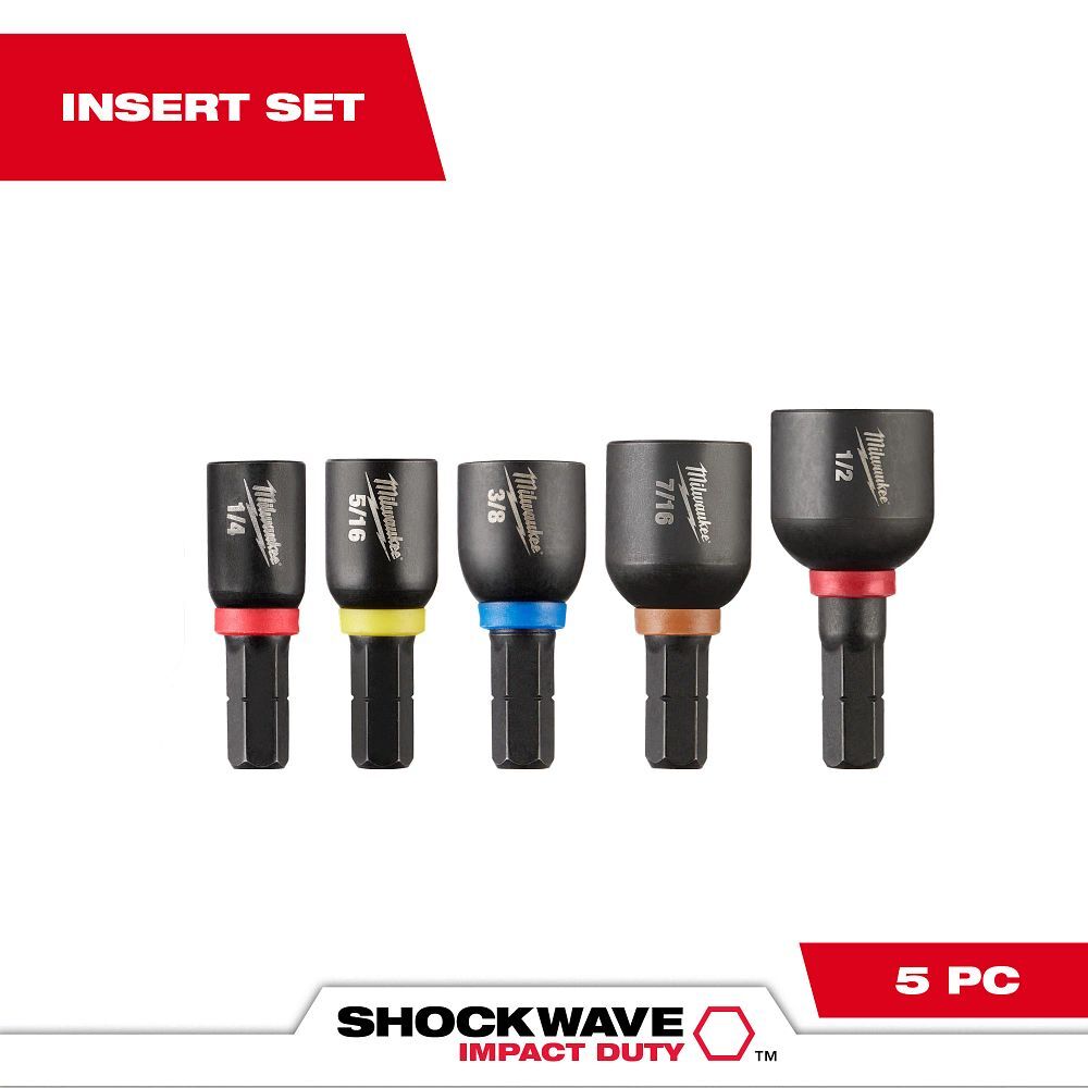 Milwaukee Impact Duty Insert Magnetic Nut Driver Set, 1-In, 5-Pc