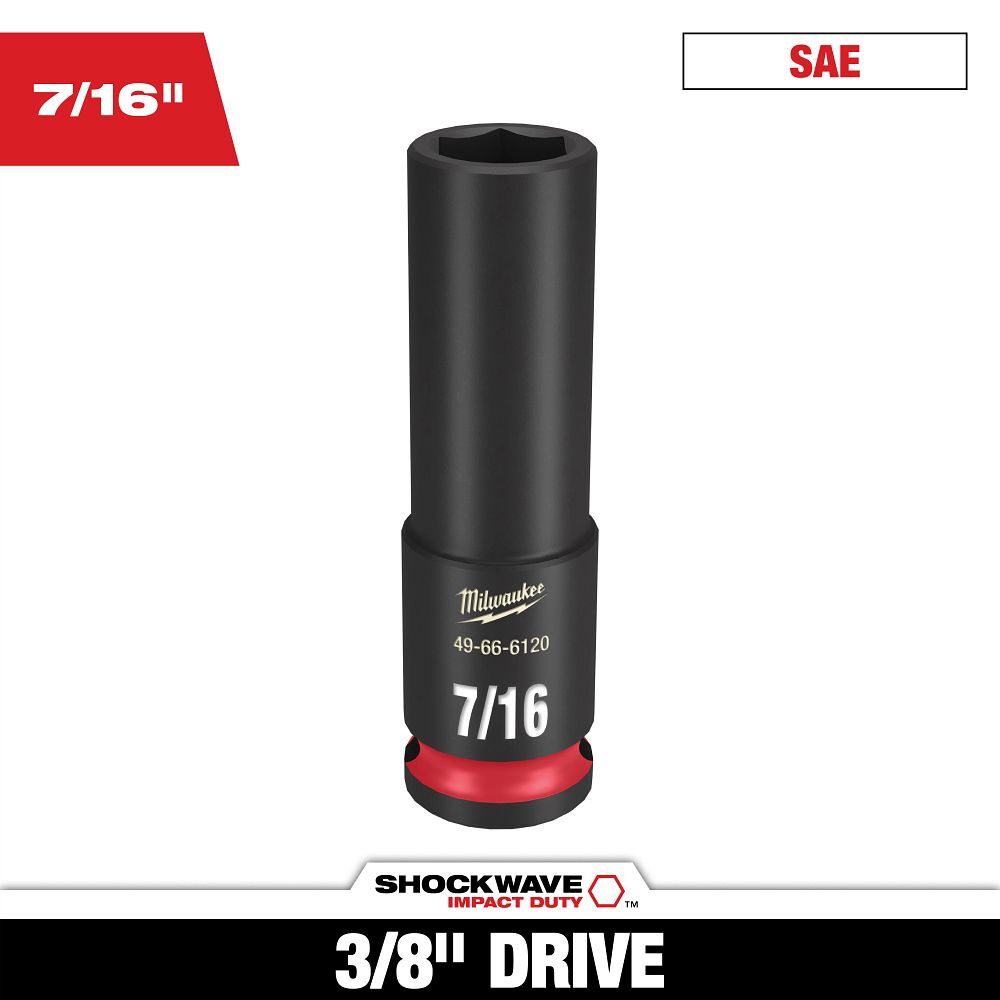 Milwaukee Impact Duty 6-Point Deep Socket, 3/8-In Drive, 7/16-In