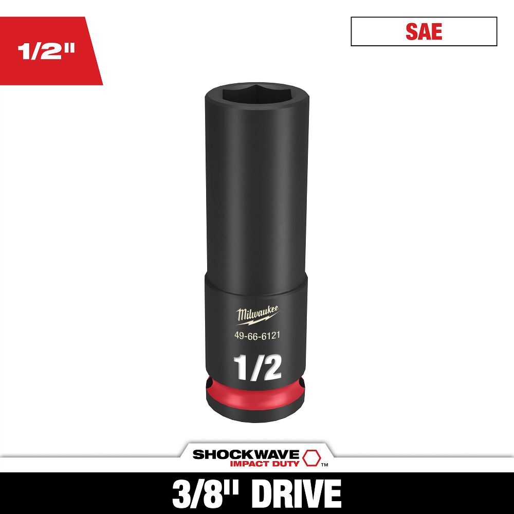 Milwaukee Impact Duty 6-Point Deep Socket, 3/8-In Drive, 1/2-In