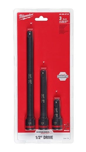 Milwaukee Shockwave Impact Duty Drive Extension Set, 1/2-in, 3-Pk