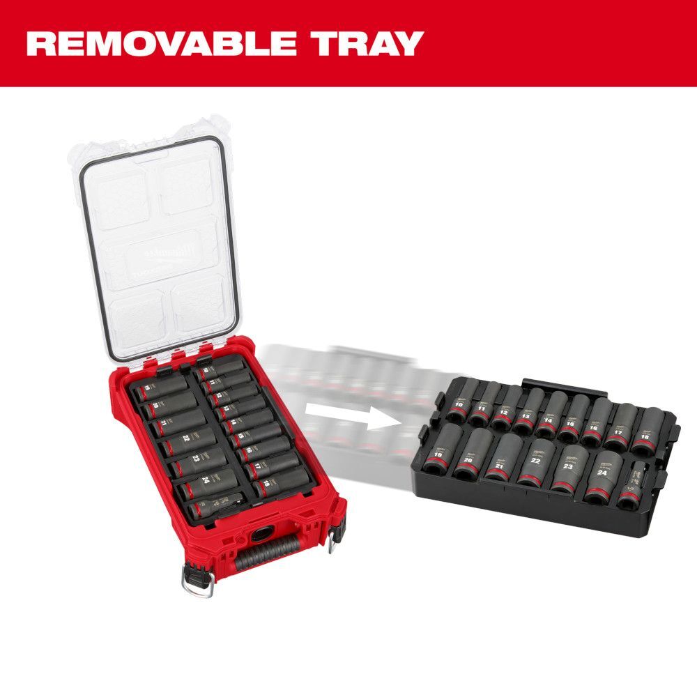 Milwaukee SHOCKWAVE Impact Duty Socket 1/2-In Dr mm PACKOUT Set, 16-Pc