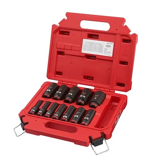 Milwaukee SHOCKWAVE Impact Duty 3/8-In Drive SAE Deep 6 Point Socket Set, 12-Pc