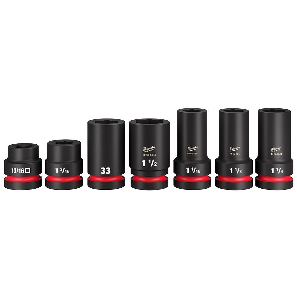 Milwaukee SHOCKWAVE Impact Duty 1-In Drive mm & SAE Wheel Service Socket PACKOUT Set, 7-Pc