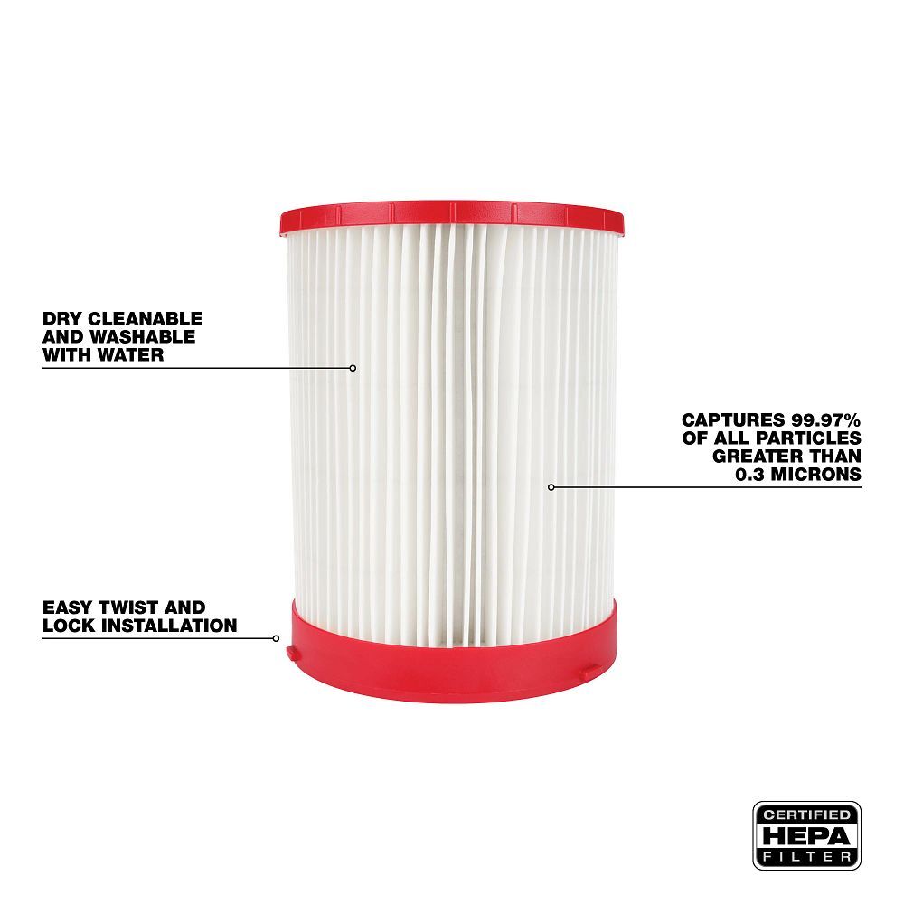 Milwaukee Large HEPA Wet/Dry Vacuum Filter