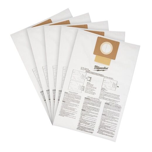 Milwaukee Fleece Vacuum Dust Bags, 6-Gal, 5-Pk