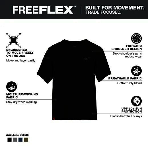 Milwaukee Men's FREEFLEX Hybrid Short Sleeve Work T-Shirt