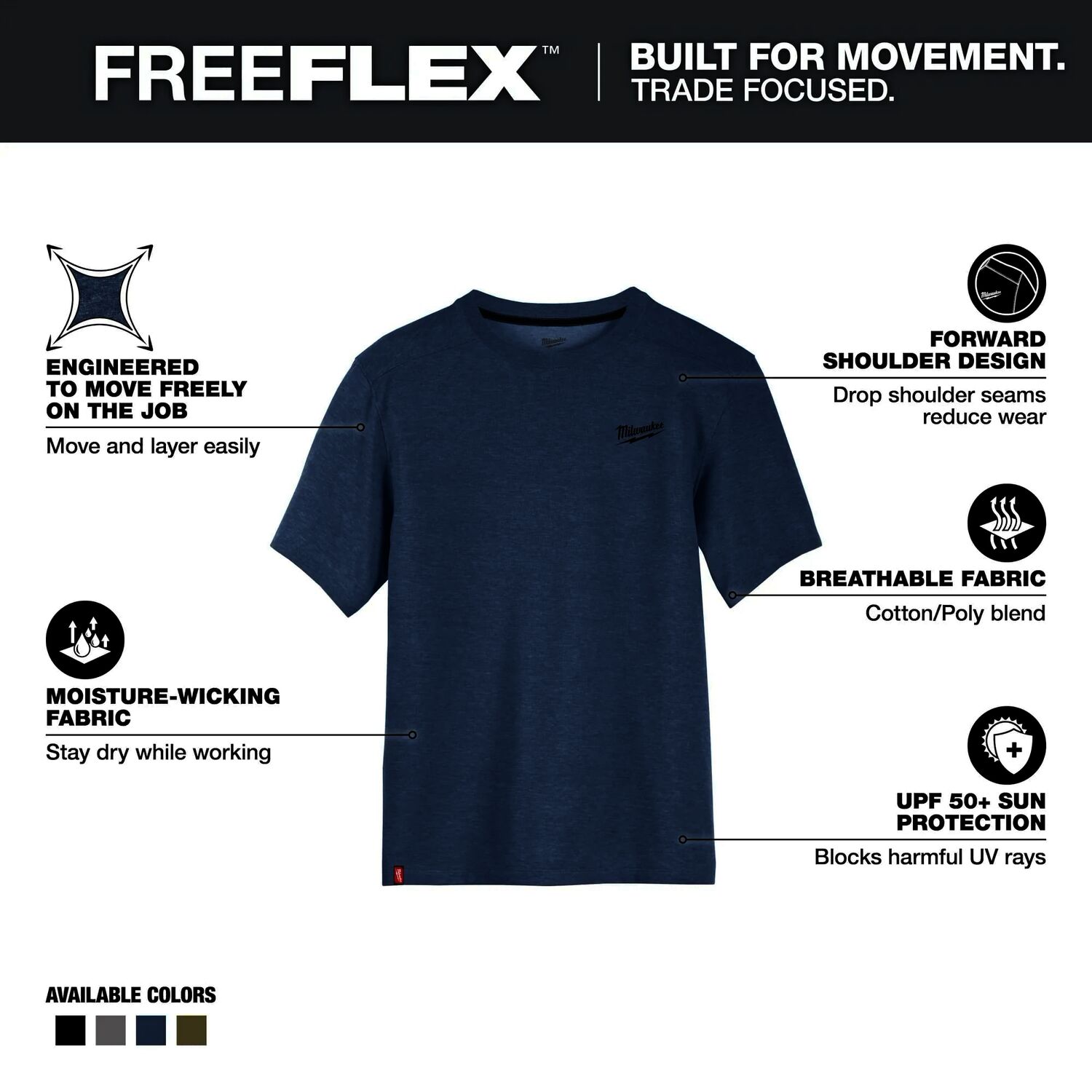 Milwaukee Men's FREEFLEX Hybrid Short Sleeve Work T-Shirt