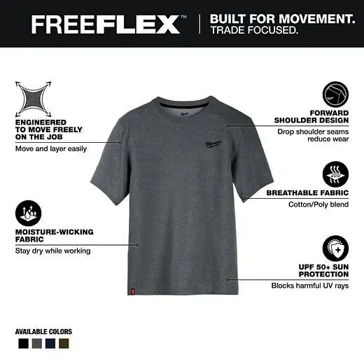 Milwaukee Men's FREEFLEX Hybrid Short Sleeve Work T-Shirt