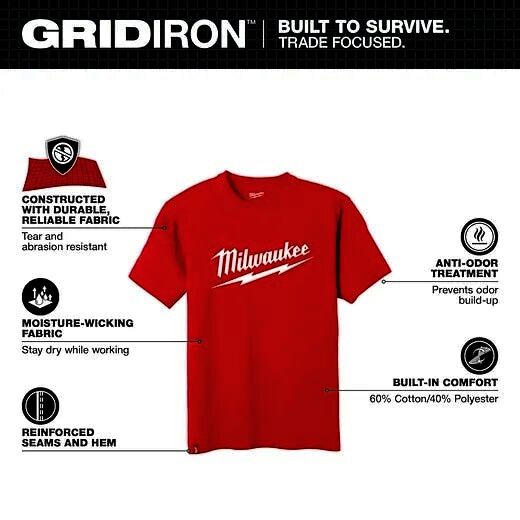 Milwaukee Men's Heavy Duty Short Sleeve Logo T-Shirt
