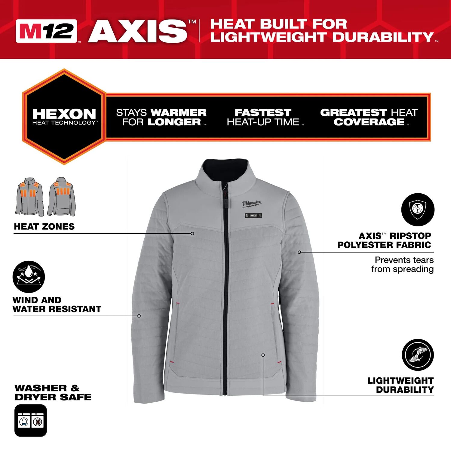 Milwaukee Women's M12 Heated AXIS Jacket in Grey