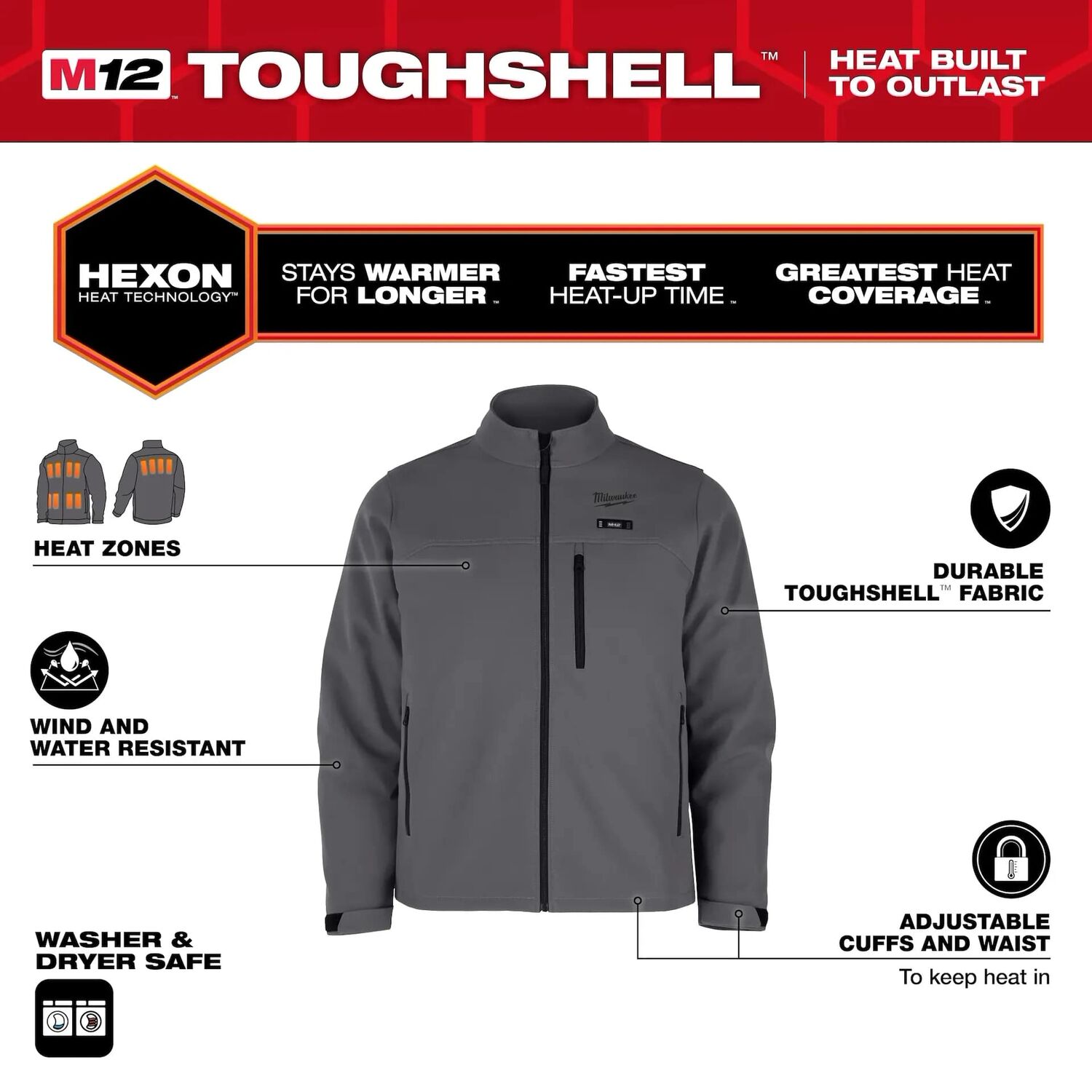 Milwaukee Men's M12 Heated TOUGHSHELL Jacket in Grey