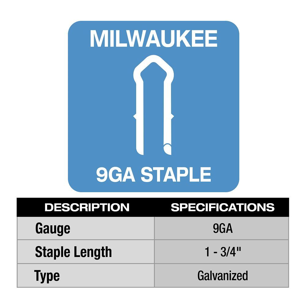 Milwaukee Galvanized Staples, 9-Gauge, 1 3/4-In, 960-Pk