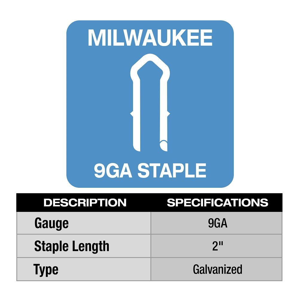 Milwaukee Galvanized Staples, 9-Gauge, 2-In, 960-Pk