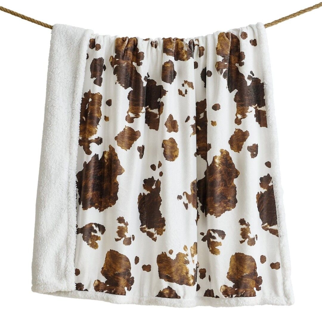 Paseo Road Brown Elsa Cowhide Campfire Sherpa Throw, 54 in. x 68 in.