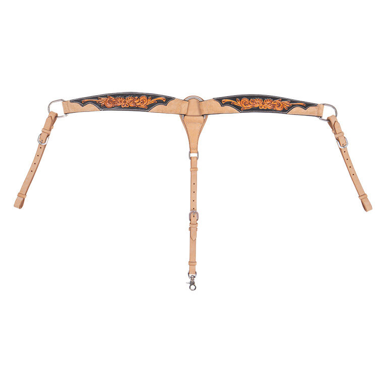 Buffalo Leather Two-Toned Carved Breast Collar