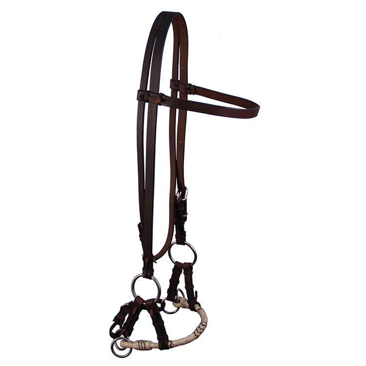 Buffalo Leather Side Pull With Rawhide Nose Band