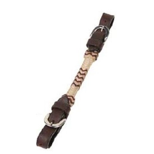 Buffalo Leather Curb Strap With Rawhide Weave - Dark Oil