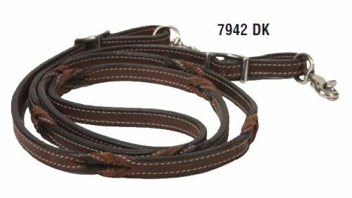 Buffalo Leather Roping Rein With Twist And Trigger Snaps - Dark Oil