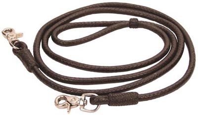 Buffalo Leather Roper Rein With Triger Snaps - Dark Brown, 8 ft