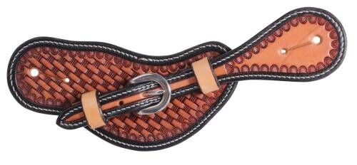 Professional's Ladies Choice Basket Weave Chestnut With Black Border Spur Strap