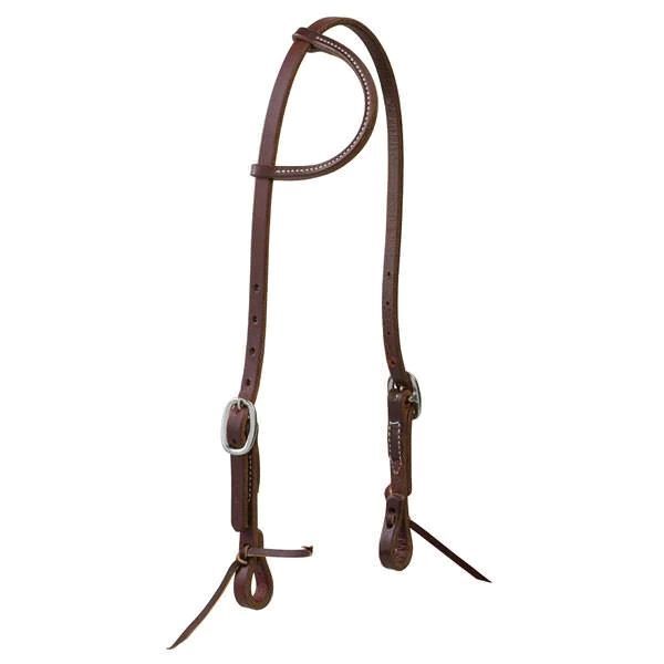 Weaver Leather Stainless Steel Sliding Ear Working Tack Single-Ply Headstall with Tie Ends, 5/8-In