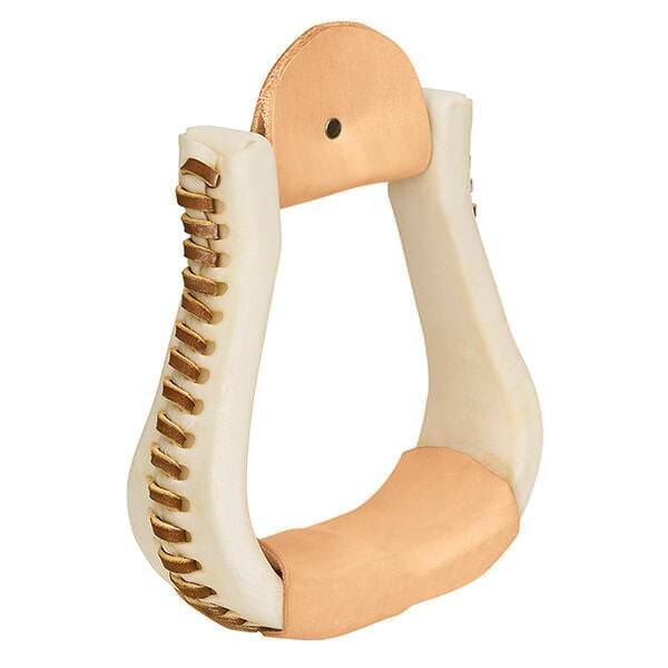 Weaver Leather Rawhide Leather Covered Stirrups, Bell, 3-In Neck, 2-Pk