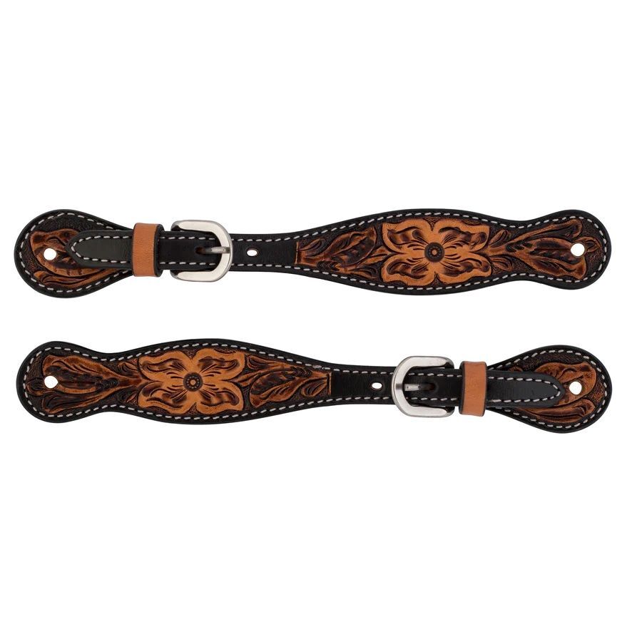 Weaver Leather Ladies Turquoise Cross Floral Tooled Spur Straps