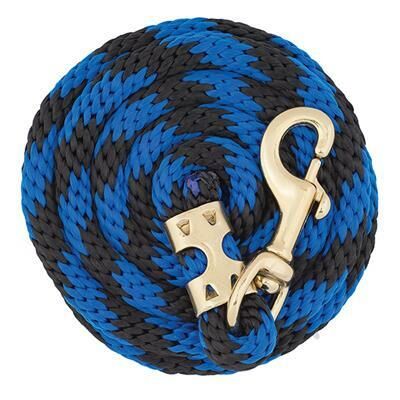 Weaver Leather Value Lead Rope With Brass Plated 225 Snap - Blue/Black, Polyester, 8 ft