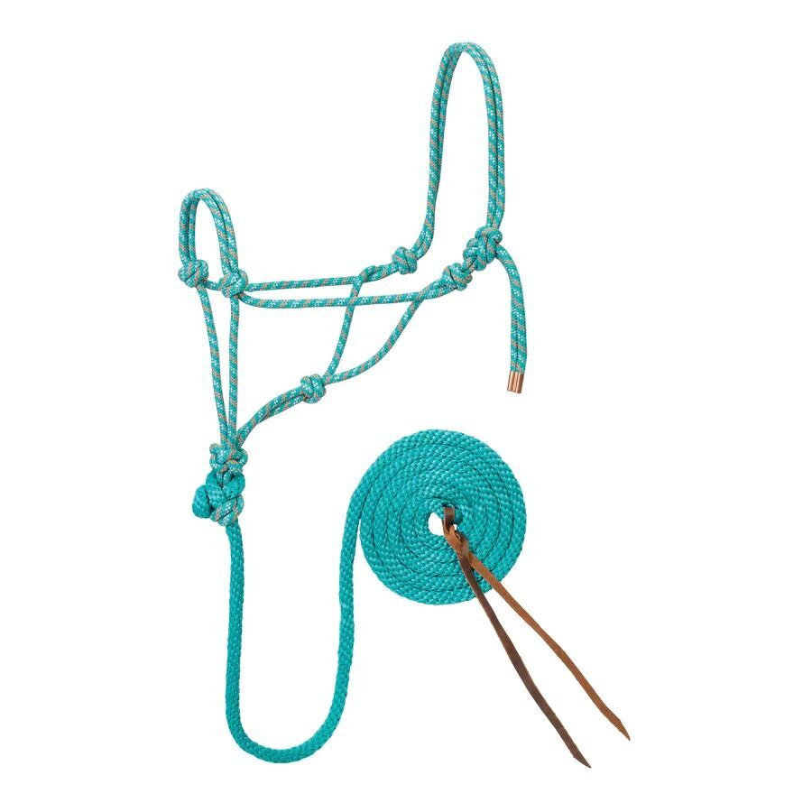 Weaver Leather Teal/Gray/Orange Diamond Braid Rope Halter and Lead
