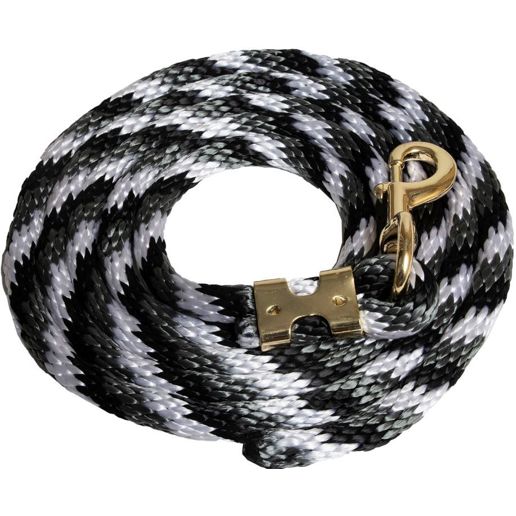 Mustang Manufacturing Black/Grey/White Poly Cowboy Lead Rope, 5/8-In x 9-Ft