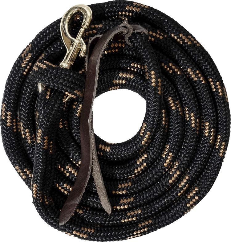 Mustang Manufacturing Black & Tan Poly Cowboy Lead Rope, 5/8-In x 9-Ft