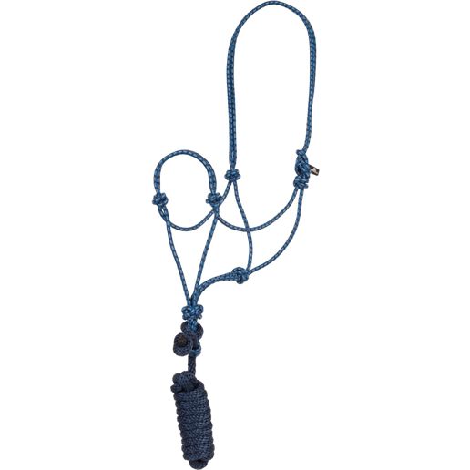 Mustang Manufacturing Navy/Blue/Baby Blue Economy Mountain Rope Halter and Lead