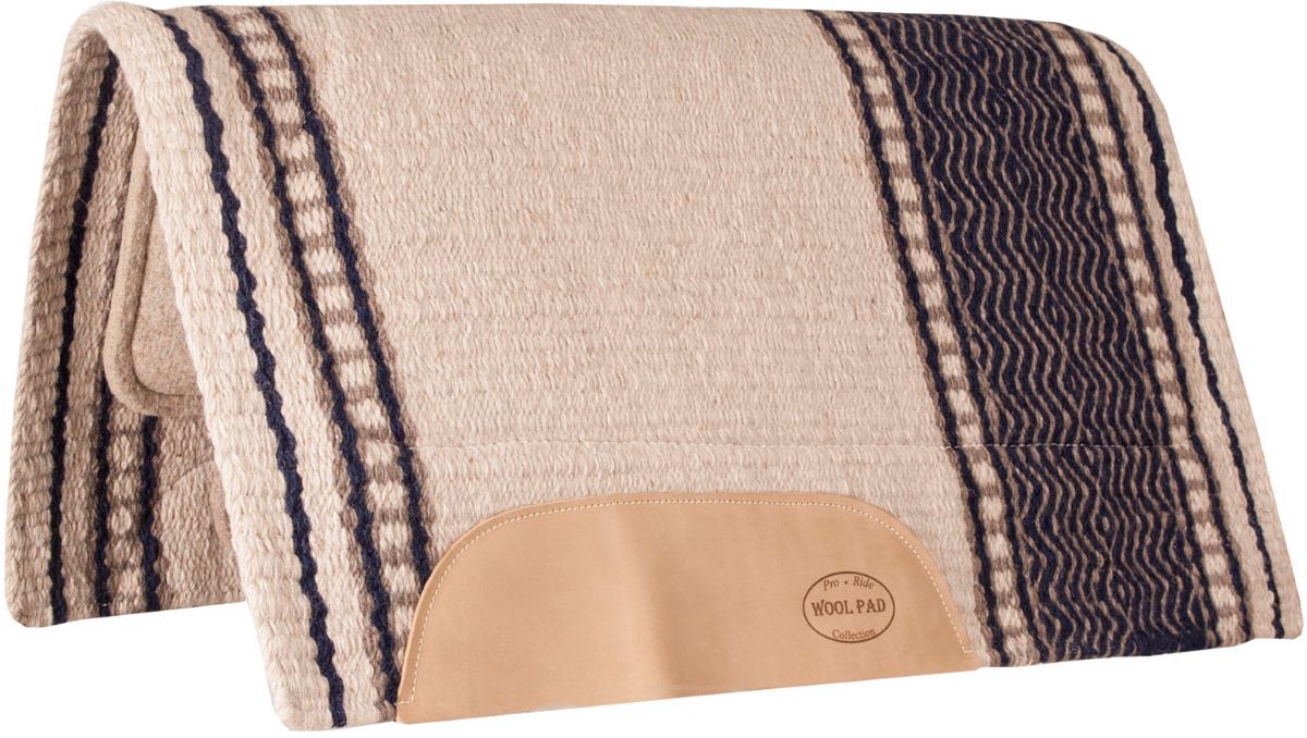 Mustang Manufacturing Cream/Navy New Zealand Wool Pad, 36-In x 34-In