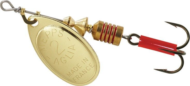 Mepps Treble Hook Aglia Gold Spinner, #2, 1/6-Oz