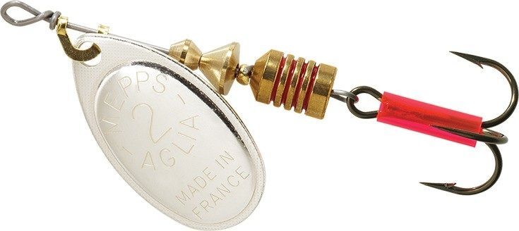 Mepps Treble Hook Aglia Silver Spinner, #2, 1/6-Oz