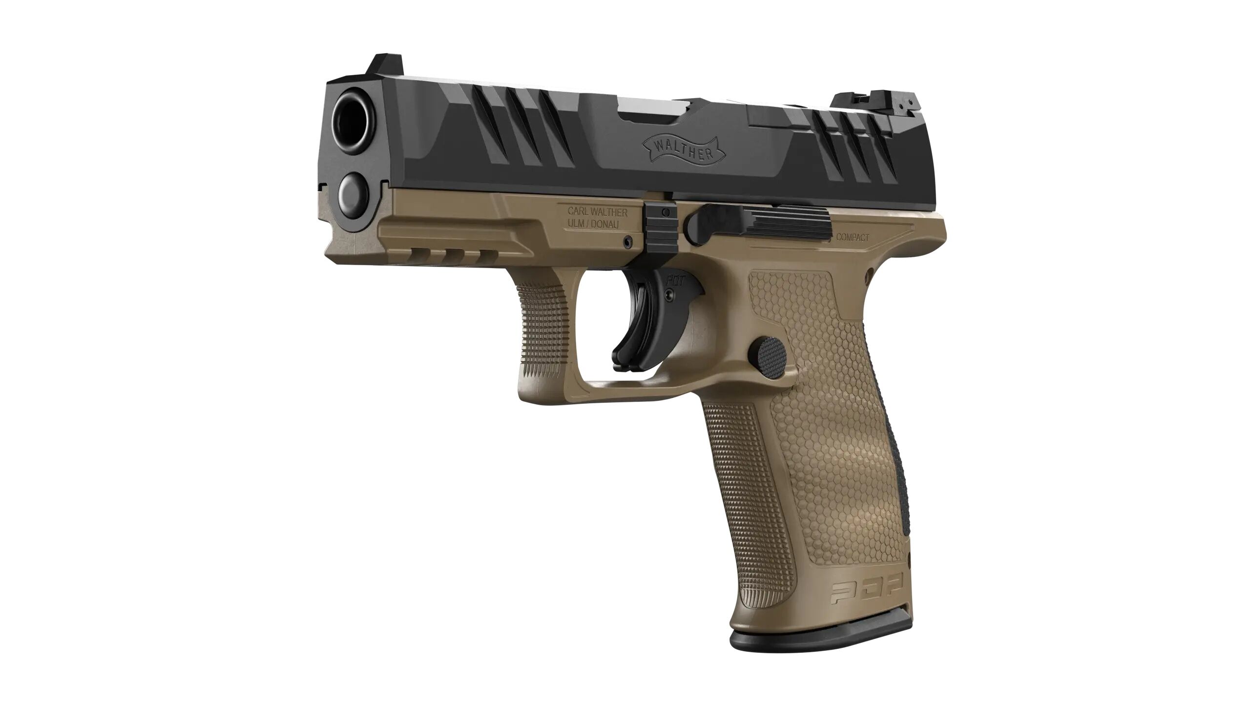 Walther PDP 9mm Compact Two Tone FDE Optics Ready Pistol, 15-Rd