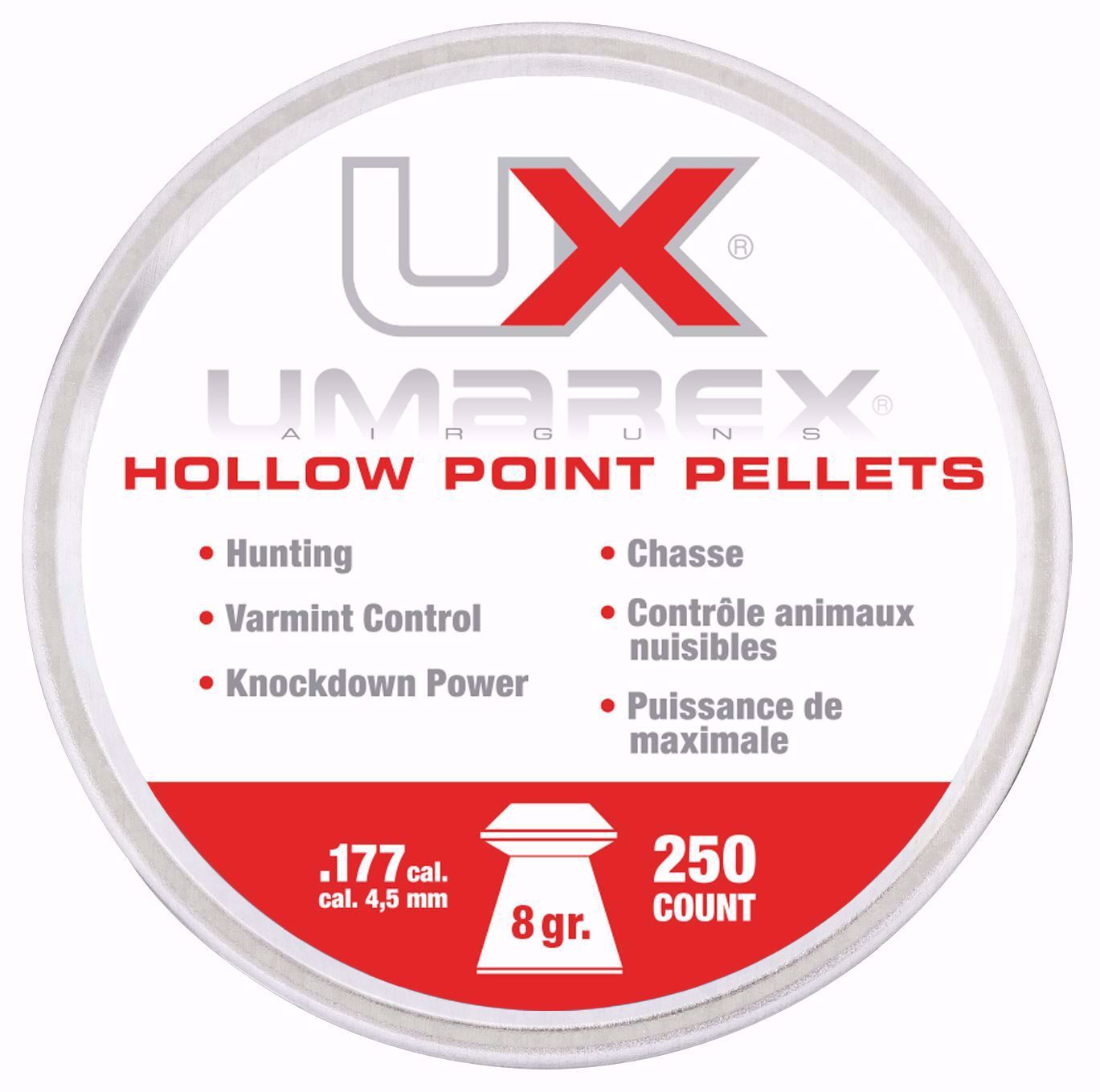 Umarex UX .177 Caliber, 8 Grain Hollow Point Lead Airgun Pellet, 250-Ct