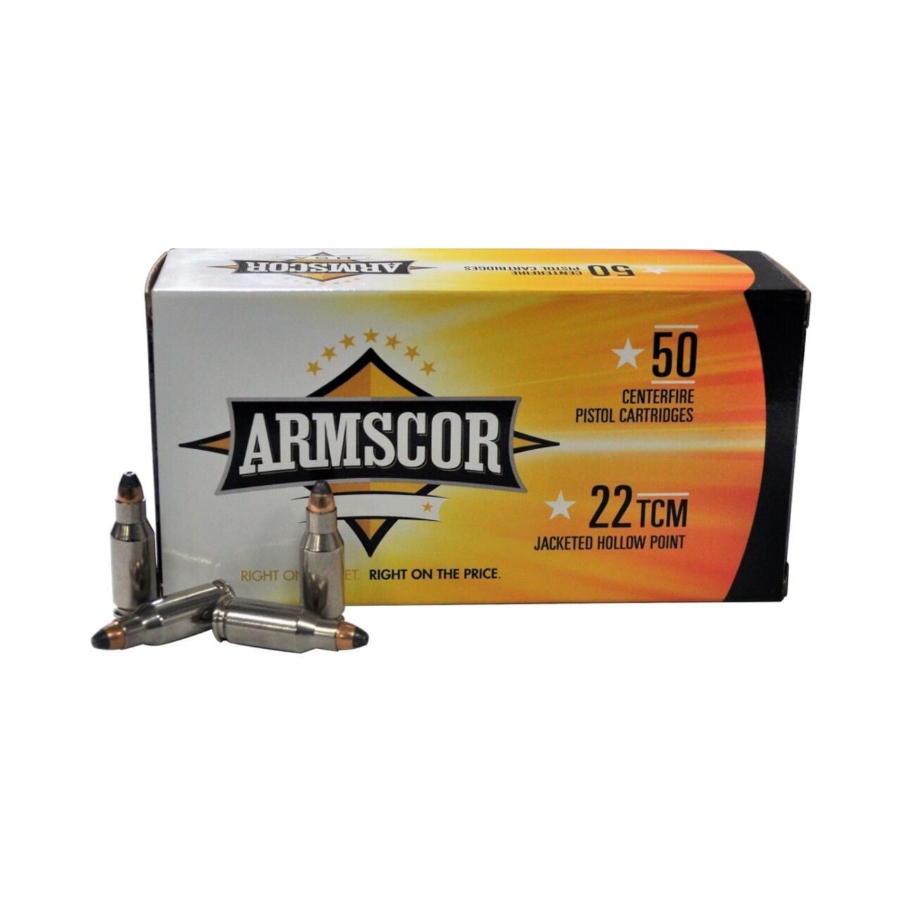 Armscor .22 TCM, 40 Grain Jacketed Hollow Point Pistol Ammo, 50-Rd