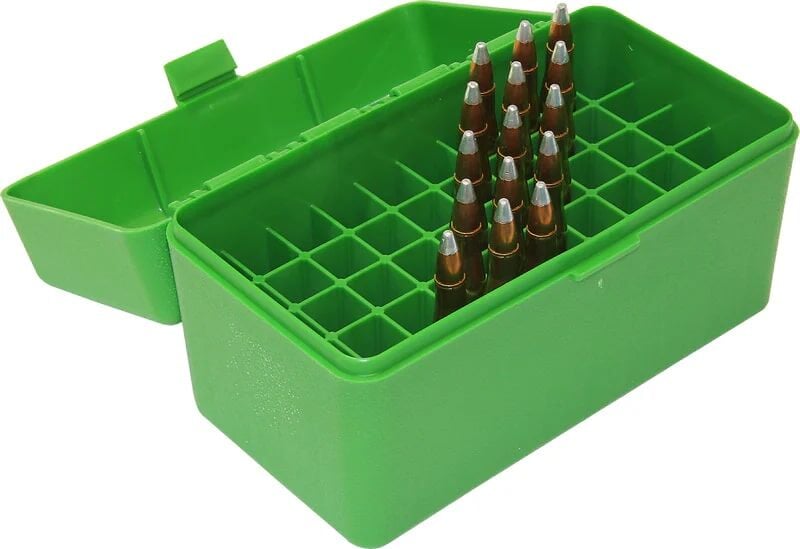 MTM Case-Gard  300 WSM 45-70 7mm R SAUM Flip-Top Green Ammo Box, 50-Rd