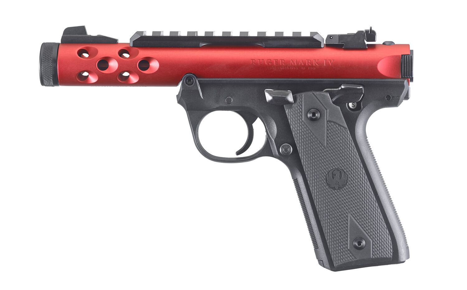 Ruger Mark IV 22/45 Lite .22 LR Full Size Red Anodized Pistol With Manual Safety, 10-Rd