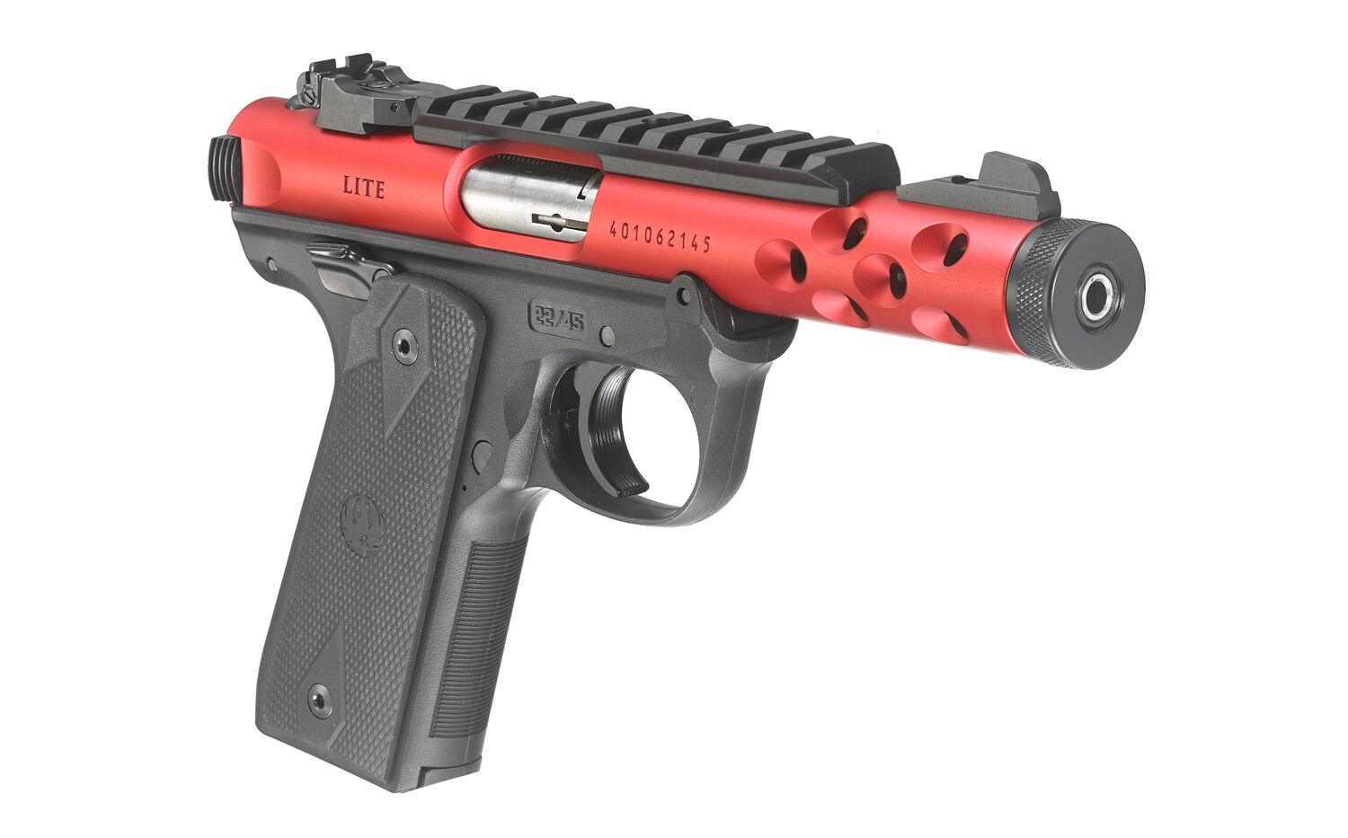 Ruger Mark IV 22/45 Lite .22 LR Full Size Red Anodized Pistol With Manual Safety, 10-Rd