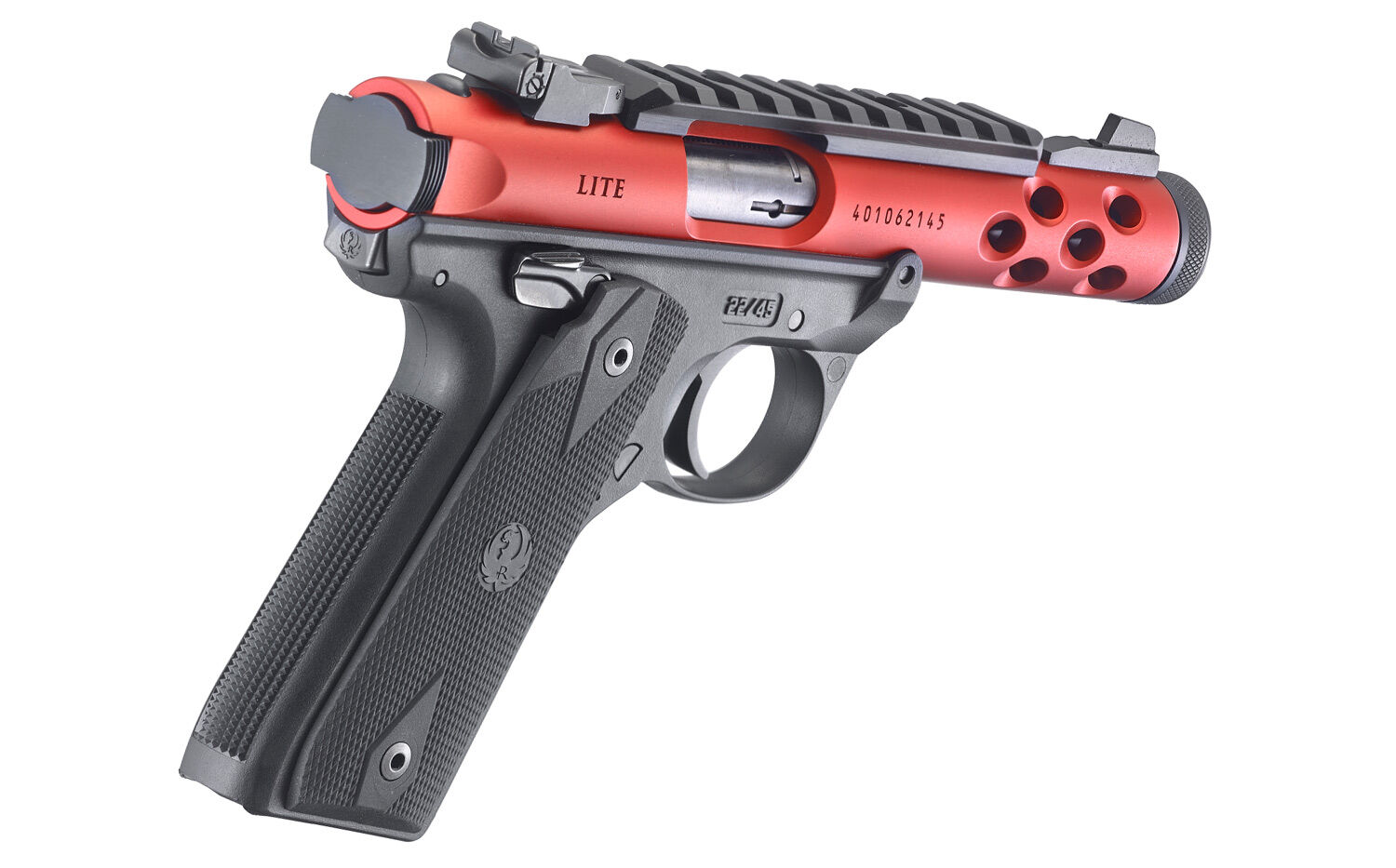 Ruger Mark IV 22/45 Lite .22 LR Full Size Red Anodized Pistol With Manual Safety, 10-Rd
