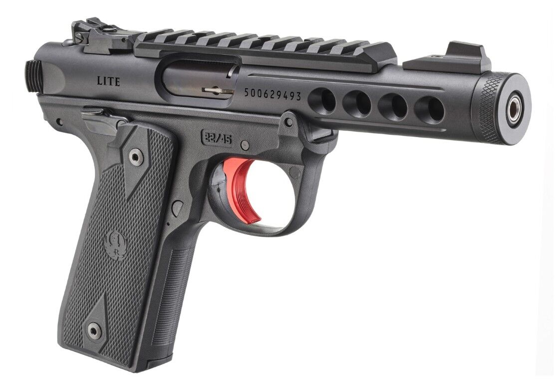 Ruger Mark IV 22/45 Lite .22 LR Full Size Red Trigger Pistol With Manual Safety, 10-Rd