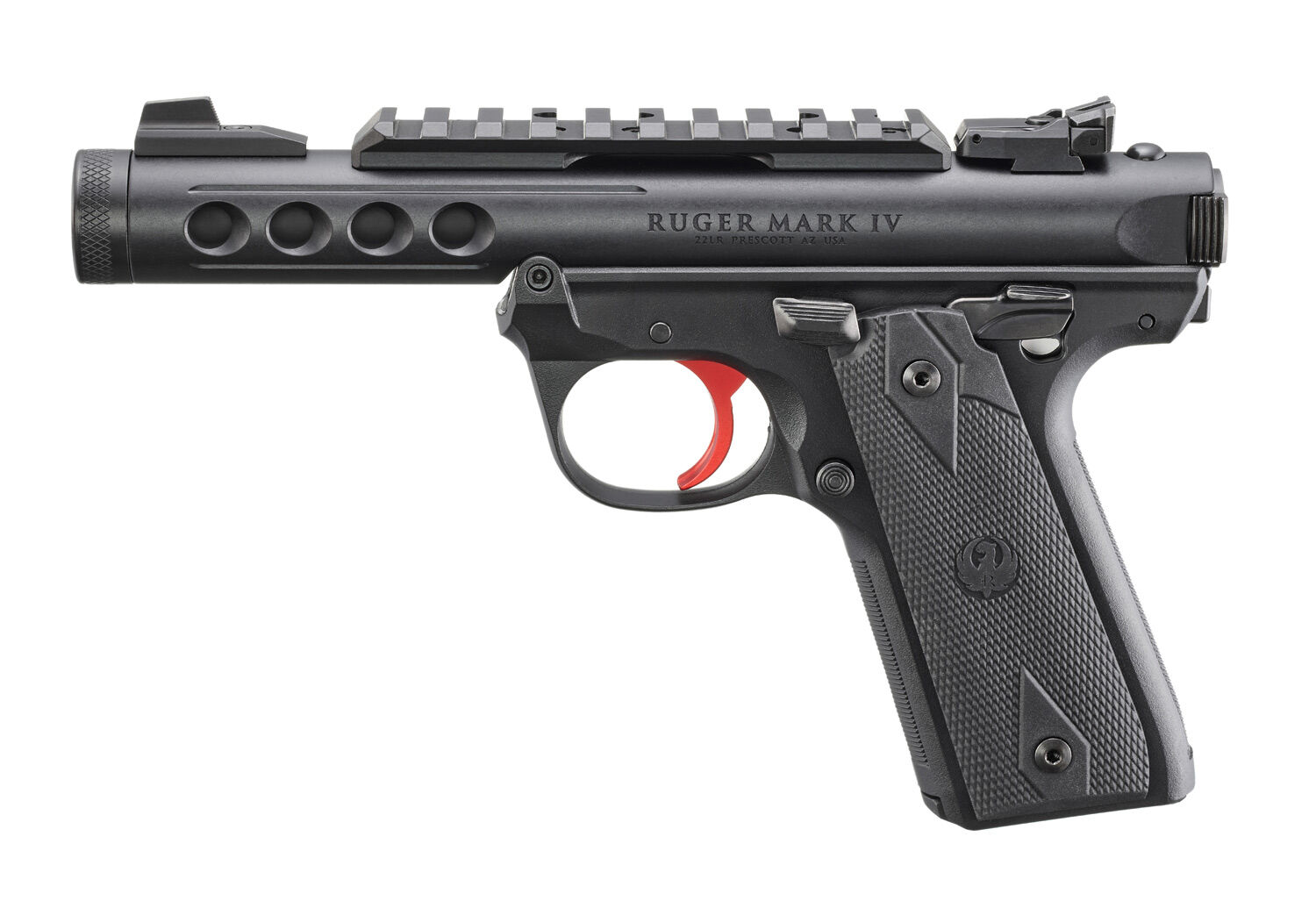 Ruger Mark IV 22/45 Lite .22 LR Full Size Red Trigger Pistol With Manual Safety, 10-Rd