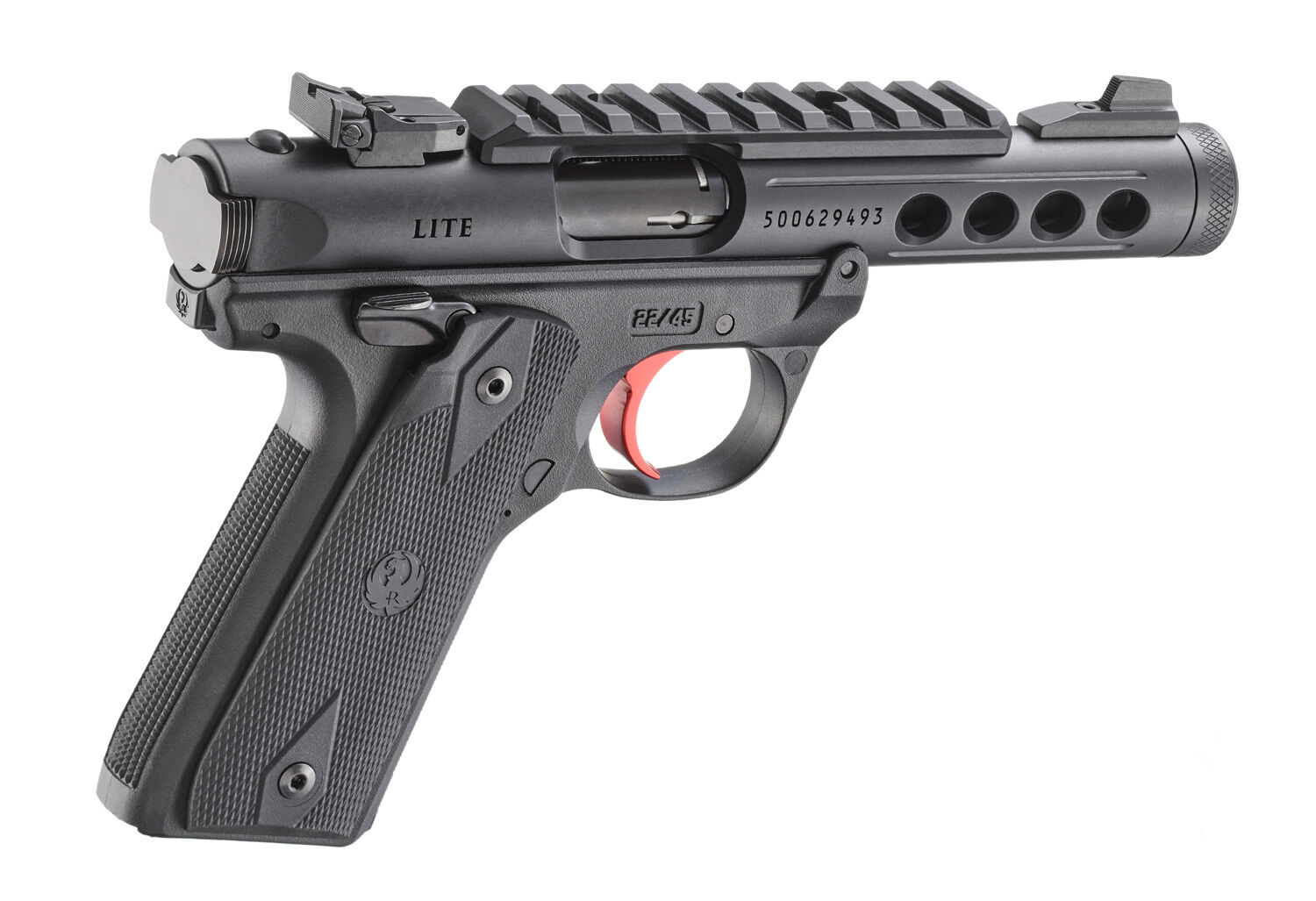 Ruger Mark IV 22/45 Lite .22 LR Full Size Red Trigger Pistol With Manual Safety, 10-Rd
