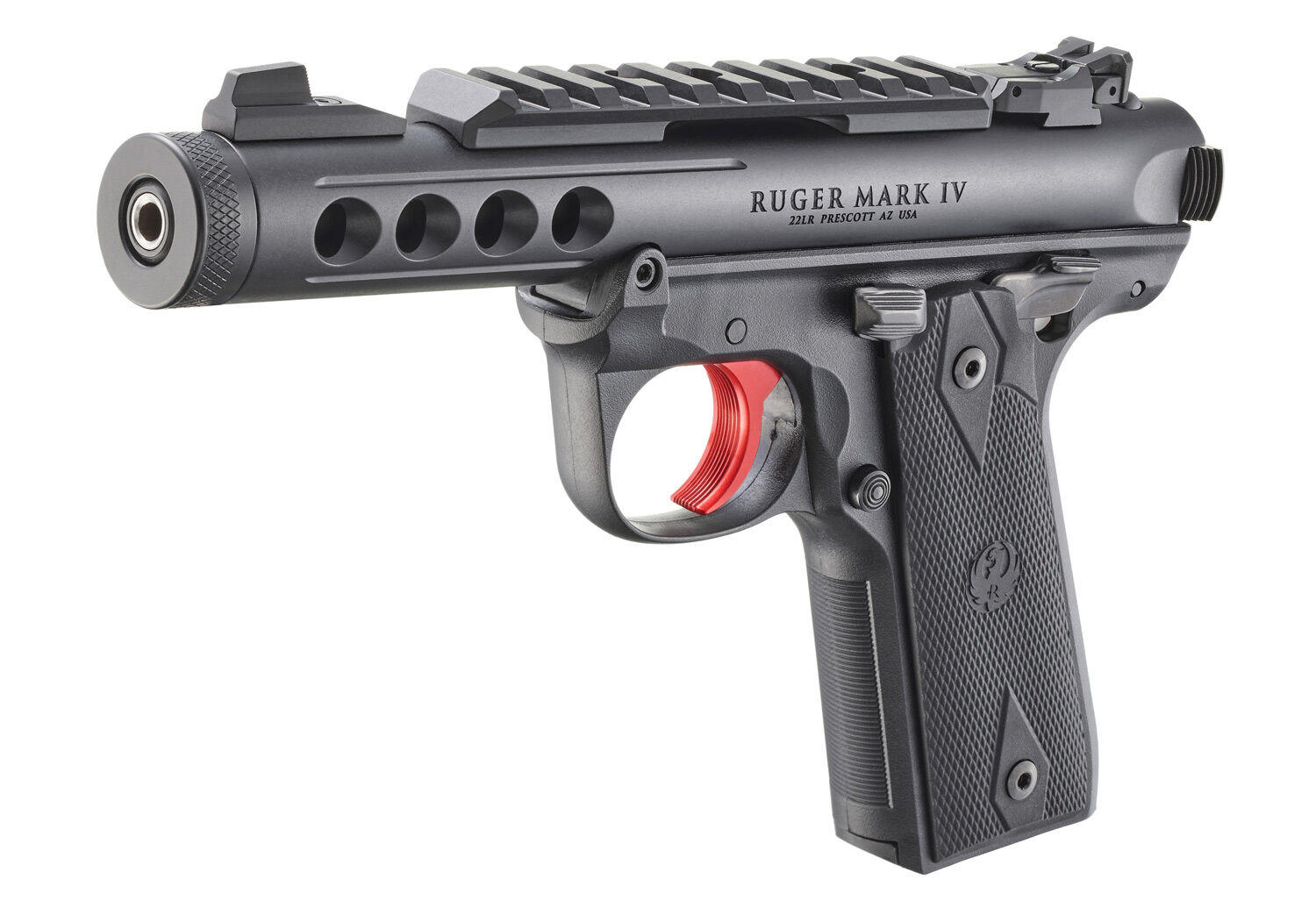 Ruger Mark IV 22/45 Lite .22 LR Full Size Red Trigger Pistol With Manual Safety, 10-Rd
