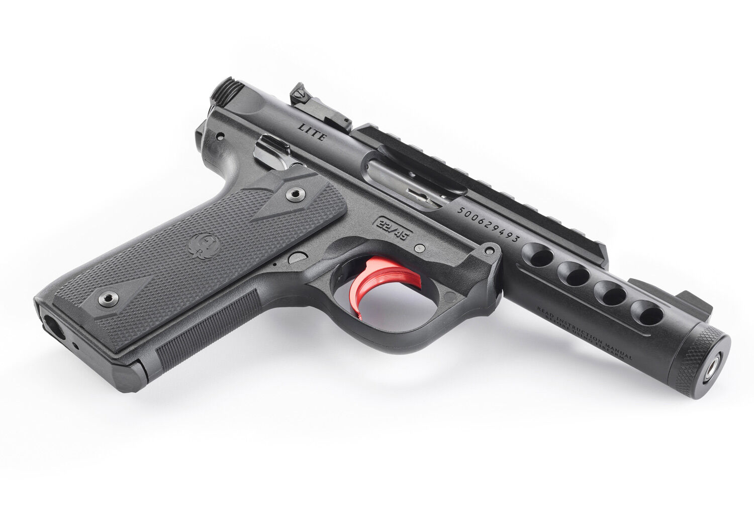 Ruger Mark IV 22/45 Lite .22 LR Full Size Red Trigger Pistol With Manual Safety, 10-Rd