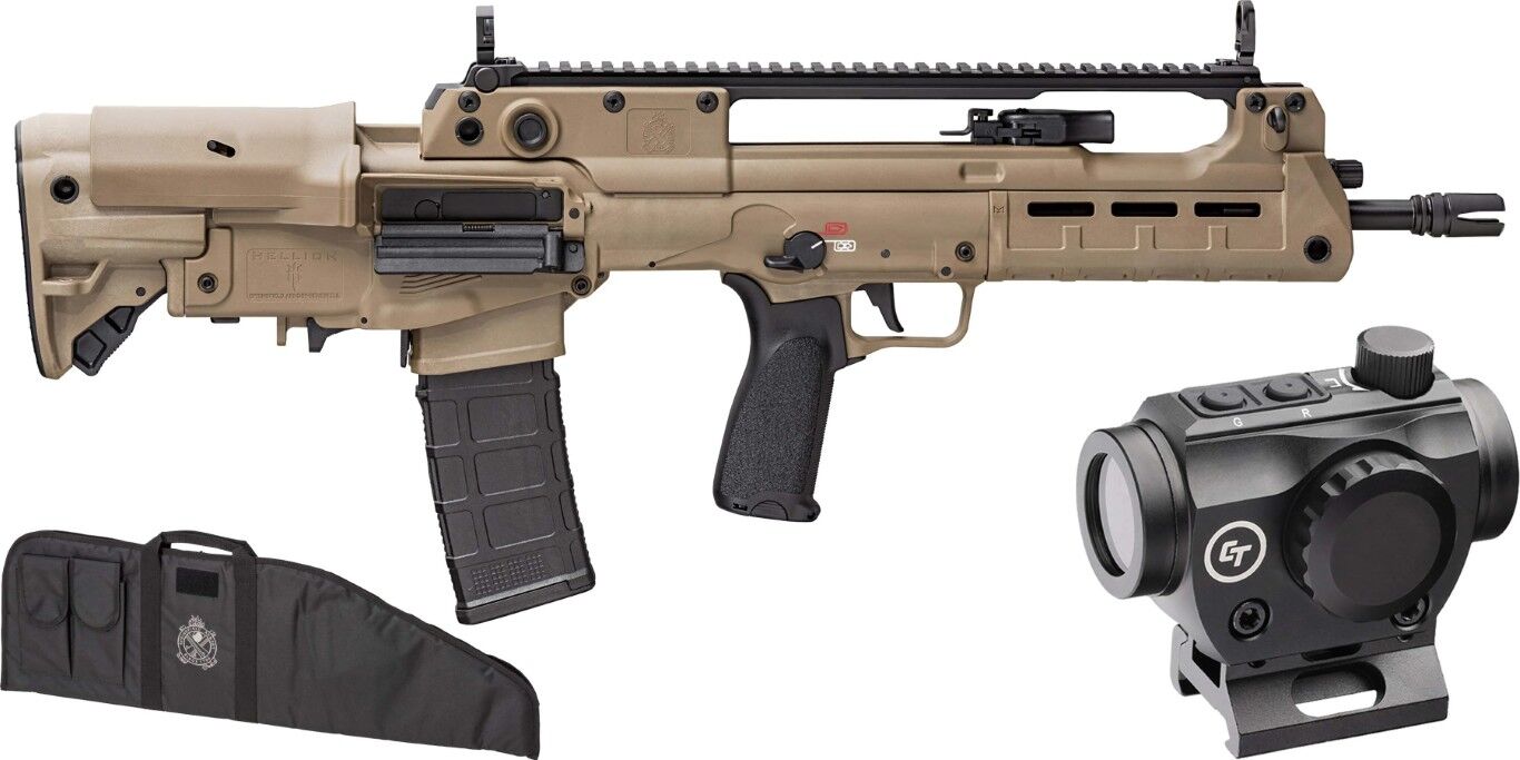 Springfield Armory Hellion 5.56 NATO 16-In FDE Bullpup Semi-Auto Rifle Gear Up Bundle, 30-Rd